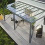Anthrazit Terrassenüberdachung Smartline (3060x2500mm) mit Polycarbonatplatten und integriertem Wasserablauf.