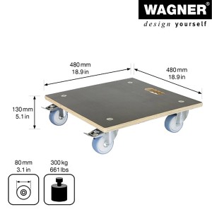 Wagner Pflanzenroller GH 1347, 48x48cm, braun, mit Rollen und Griffmulde.