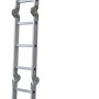 Vierteilige Mehrzweckleiter aus Aluminium mit Arbeitsplattform, 4x3 Sprossen, Arbeitshöhe 4,5 m.