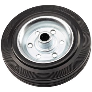 Vollgummirad, Ø 200 mm, mit Stahlfelge und 58 mm Nabe. Rad für Transportgeräte.