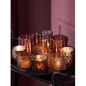 Dekorative, lila Teelichthalter Midnight Mystery aus Glas, 6,8 cm hoch, Ø 7 cm.