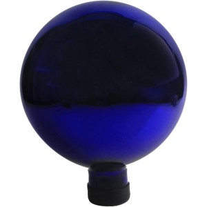 Blaue Rosenkugel, Ø 10 cm, aus Glas für die Gartendekoration.