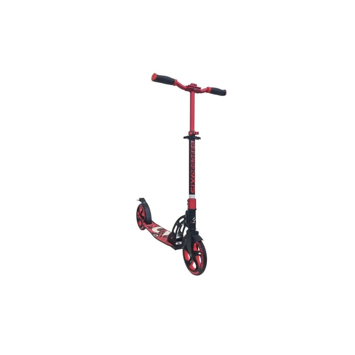 Six Degrees Aluminium Scooter mit Klappmechanismus und Ständer 205 mm Höhenverstellbar Racing Red Testsieger