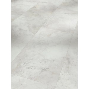 Parador Vinylboden Trendtime 5, Marmor Abbey Weiß mit Mineralstruktur. Detailaufnahme.