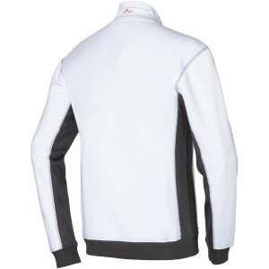 Kübler Pulse Handcraft Troyer in Weiß/Anthrazit, Rückansicht. Arbeitskleidung mit Reißverschluss.