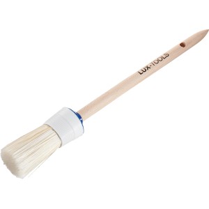 LUX Ringpinsel Lack Gr. 10 FSC® mit hellem Holzgriff und weißen Borsten.