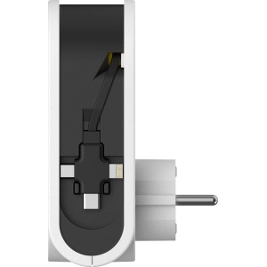 Weiß-graues Dual USB-Ladegerät Netzteil mit verschiedenen Ladeanschlüssen für Steckdosen.