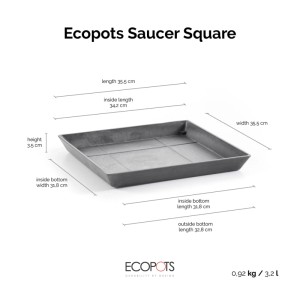 Ecopots Untersetzer Rotterdam Grau 35,5 x 35,5 cm