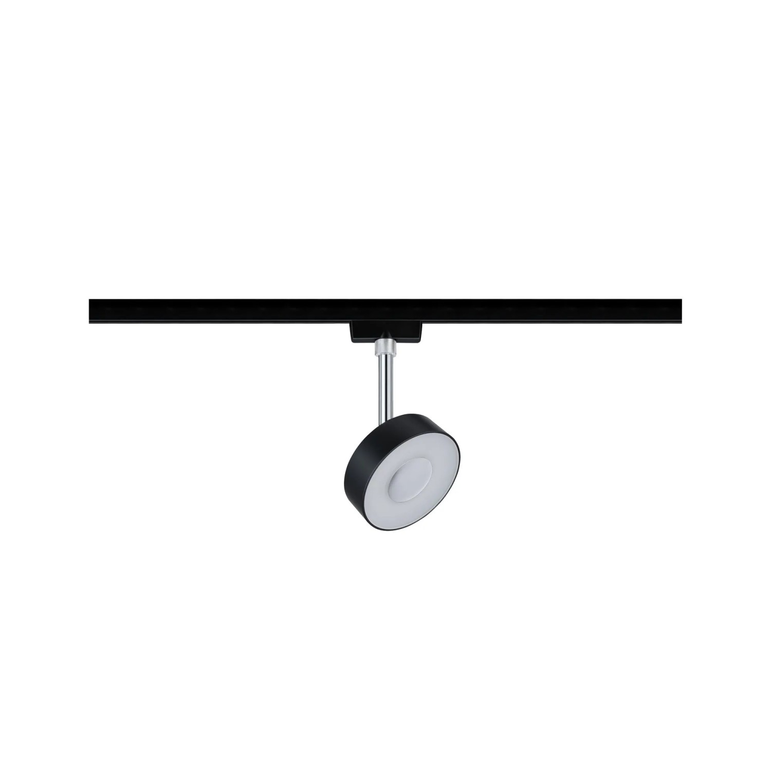 Paulmann URail Spot Circle, schwarz-matt/chrom, an Schienensystem. LED-Leuchte für warmweißes Licht.