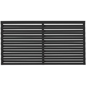 Schwarzer Sichtschutzzaun Osaka aus Nadelholz, 180x93cm, mit horizontalen Lamellen.