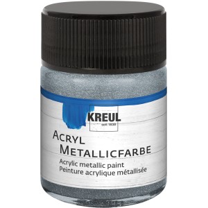 Kreul Acryl Metallic Farbe Silber, 50ml. Acrylfarbe für Bastelarbeiten und Dekoration.