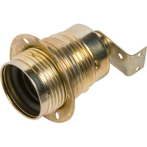 E27 Lampenfassung aus Messing mit Winkelbefestigung für Lampeninstallationen.