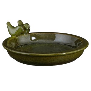 Mica Decorations Vogeltränke Keramik Ø 30 cm x 5 cm Grün