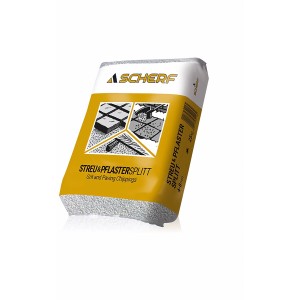 Sack Streu- und Pflastersplitt, 4-8 mm, 25 kg, gelbe Verpackung.