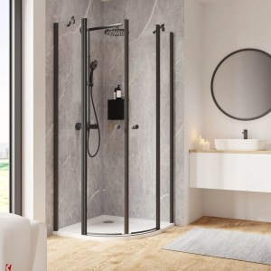 Schulte Duschkabine Runddusche Garant 2.0 90x90x200 cm Mattschwarz