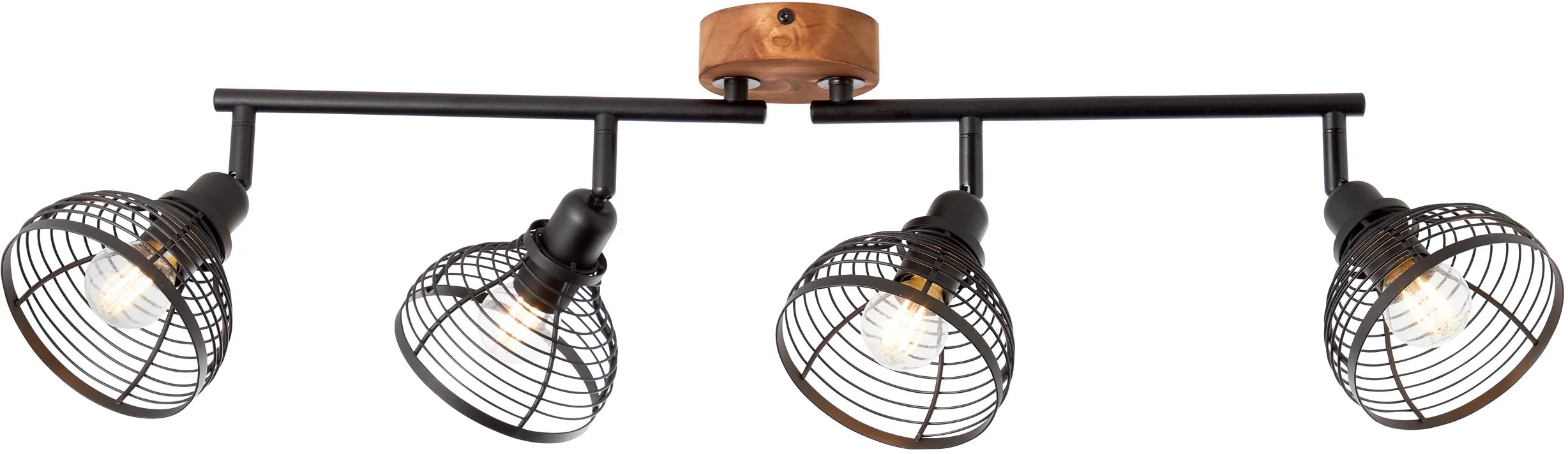 Brilliant Kerry Spotstrahler 3-flammig – Schwarz/holz, Verstellbar, Dimmbar, Für E27 Leuchtmittel