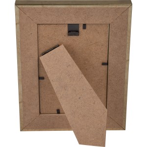 Rückseite des MDF-Bilderrahmens Venezia in Gold-Silber, 10x15 cm, mit Aufsteller.