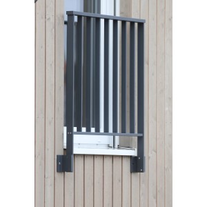 Anthrazitfarbenes Dieda Geländer-Set Linus aus Aluminium, seitlich montiert.