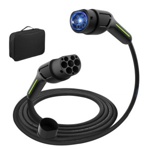 Junsun EV Ladegerät 22 kW, 3-phasig, Typ 2 Ladekabel 5m mit schwarzer Tasche für Elektroautos.