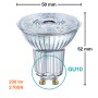 Osram GU10 LED Leuchtmittel, 2,6 W, warmweiß, nicht dimmbar, für stimmungsvolle Beleuchtung.