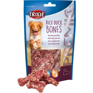 Trixie Premio Rice Duck Bones, Hunde-Snacks mit Ente und Reis, 80g Packung.