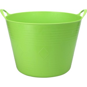 Flexibler, grüner Gummi-Eimer (43 l) von Sunny Garden mit zwei Griffen.