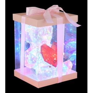 Globo Tischleuchte Brondar: Bär mit rotem Herz im transparenten Kristall-Look, LED Design-Tischlampe.