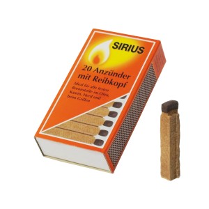 Anzünder mit Reibkopf, 20 Stück in orangefarbener Packung. Grillanzünder für Kamin, Ofen und Grill.