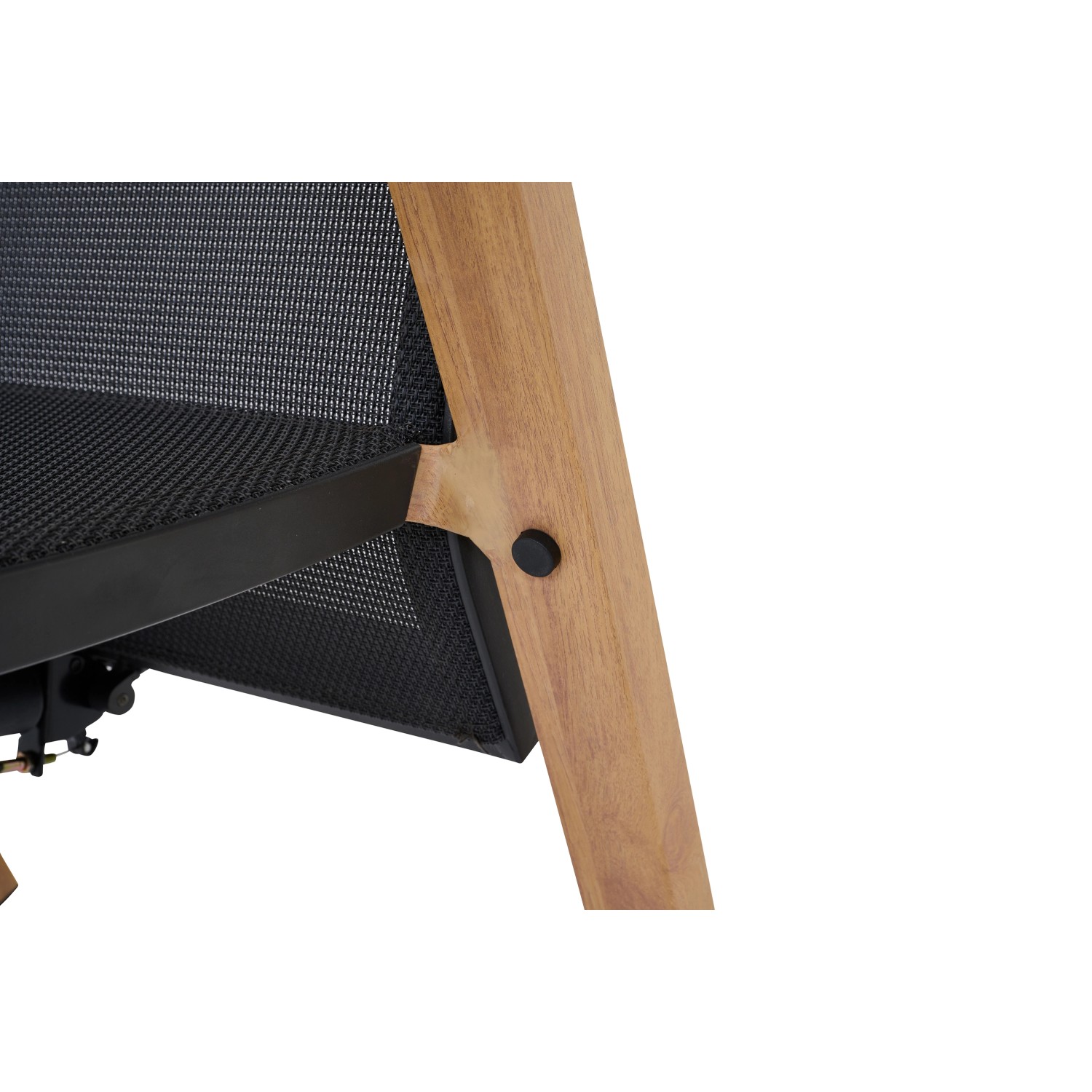 Detailaufnahme: Siena Garden Dining Sessel Move Catania, schwarz-braun, mit Holzoptik.