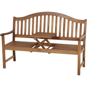 Siena Garden 3-Sitzer Gartenbank Pisa aus geöltem Akazienholz mit integriertem Tisch.