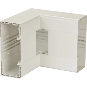 Weiße Innenecke für Brüstungskanal, 130x65 mm, zur Eckverbindung von Kabelkanälen.