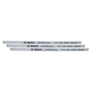 Bosch Universal-Bügelsägeblätter, 150 mm, 24 TPI, 3 Stück, für präzise Schnitte.