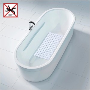 Weiße Wenko Wanneneinlage Belem in Badewanne, Antirutschmatte mit Saugnäpfen für mehr Sicherheit.