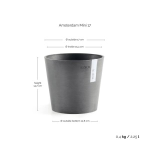 Ecopots Pflanztopf Amsterdam Ø 17 cm x 15 cm Grau