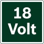 Symbol für 18V Akkus von Bosch, passend für Elektrowerkzeuge und Gartengeräte.