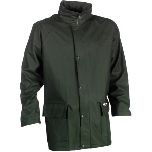 Herock Regenjacke Triton Blister Oliv, Größe M. Wind- und wasserdichte Arbeitsjacke mit Kapuze und Taschen.