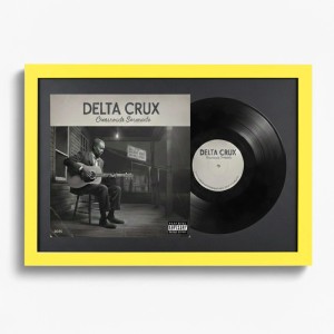 2er Set gelbe Schallplattenrahmen 40x60 mit Passepartout für Vinyl und Cover.