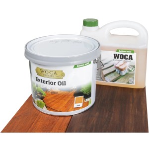 Woca Reinigungs-Set für Dreamdeck Bambus und Hartholz, bestehend aus Reiniger und Öl.