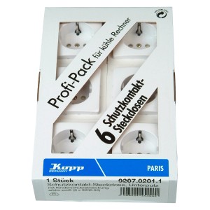 6er-Pack Kopp Steckdosen Paris, arktisweiß, Schutzkontakt, für Unterputzmontage mit Kinderschutz.