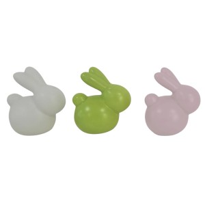Boltze Figur Hopsy, 3-fach sortiert, in Grün, Rosa und Weiß. Osterdeko.