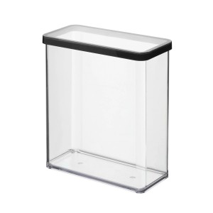 Rechteckige, transparente Rotho Vorratsdose Loft Premium mit schwarzem Deckel, 3,2 l.