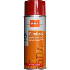 OBI Buntlack Spray RAL 3000 Feuerrot, hochglänzend, 400ml Dose.