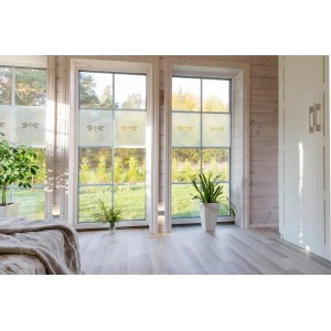 d-c-fix Static Premium Nibella Klebefolie auf Fenstern im Wohnraum mit Sichtschutz.