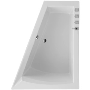 Rechte, weiße Eckbadewanne Galia II, 175x135x70 cm, mit Armaturen.