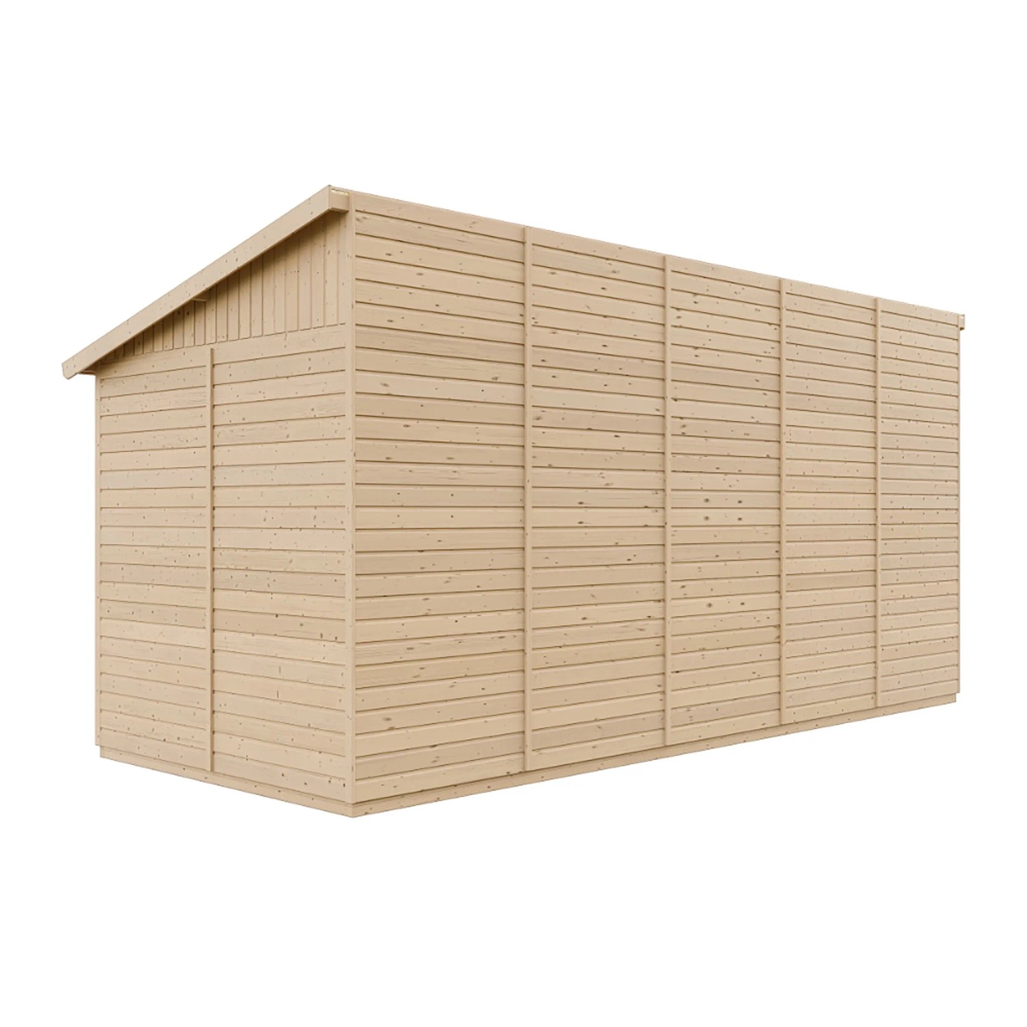 Timbela Anbau-Gartenhaus M341A, 10 m², Holzhaus mit Seitenwand, ohne Boden.