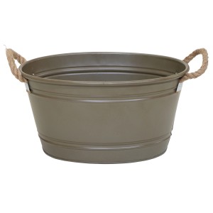 M Collections Zinkwanne Beat Oval Rope 22 cm x 30 cm x 43 cm Olivgrau