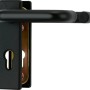 Schwarzer Abus Türbeschlag für Feuerschutztüren, beidseitig mit Drücker, 40-72 mm.