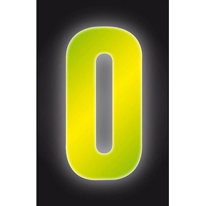 Reflektierende, gelbe Klebezahl 0, 8 cm, für Hausnummern und Briefkästen.