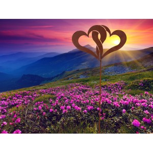 Ferrum Art Design Gartenstecker Doppelherz, 123 cm, Edelrost, Gartendekoration.