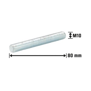 Gewindestift M10x80mm, verzinkt. Universell einsetzbare Gewindestange.